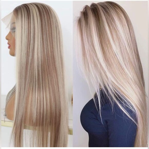 Highlight Ash Blonde Lace Front Wigs - Picture 3 of 8